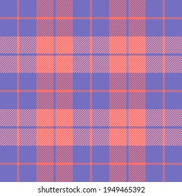 Easter Tartan plaid. Scottish pattern in red and violet cage. Scottish cage. Traditional Scottish checkered background. Seamless fabric texture. Vector illustration