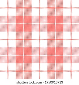 Tartán de Pascua. Patrón escocés en jaula roja y blanca. Jaula escocesa. Fondo tradicional escocés a cuadros. Textura de tela sin fisuras. Ilustración del vector