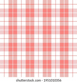 Easter Tartan plaid. Scottish pattern in red and white cage. Scottish cage. Traditional Scottish checkered background. Seamless fabric texture. Vector illustration