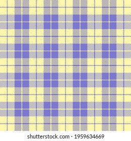 Easter Tartan plaid. Scottish pattern in violet and yellow cage. Scottish cage. Traditional Scottish checkered background. Seamless fabric texture. Vector illustration