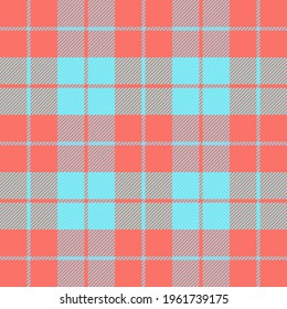 Easter Tartan plaid. Scottish pattern in blue and red cage. Scottish cage. Traditional Scottish checkered background. Seamless fabric texture. Vector illustration