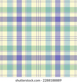 Easter tartan plaid. Scottish pattern in violet, yellow and green cage. Scottish cage. Traditional Scottish checkered background. Seamless fabric texture. Vector illustration