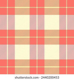Easter Tartan plaid. Scottish pattern in red and yellow cage. Scottish cage. Traditional Scottish checkered background. Seamless fabric texture. Vector illustration