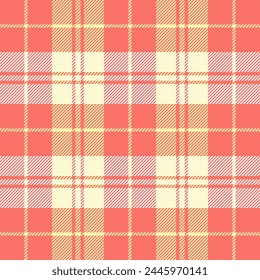 Easter Tartan plaid. Scottish pattern in red and yellow cage. Scottish cage. Traditional Scottish checkered background. Seamless fabric texture. Vector illustration