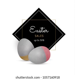 Easter template with concrete eggs. Vector design