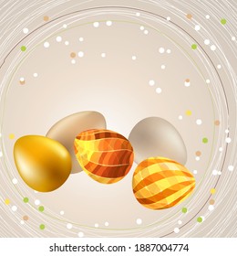 Plantilla de Pascua con huevos y símbolos festivos de vacaciones de primavera.
