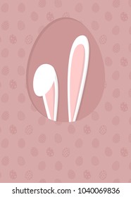 Easter - template of a postcard with bunny on background with eggs. Vector.