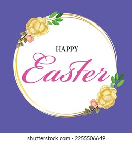 Easter templates element design. Trendy design with typography, hand painted plants, dots, eggs and bunny, in pastel colors