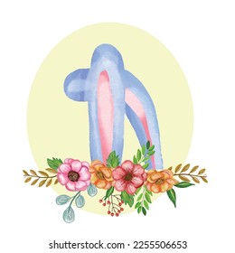 Easter templates element design. Trendy design with typography, hand painted plants, dots, eggs and bunny, in pastel colors