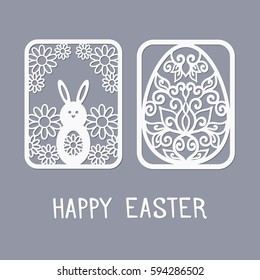 Easter templates for laser cutting. Illustration in paper style.