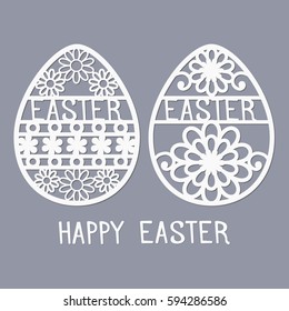 Easter templates for laser cutting. Illustration in paper style.