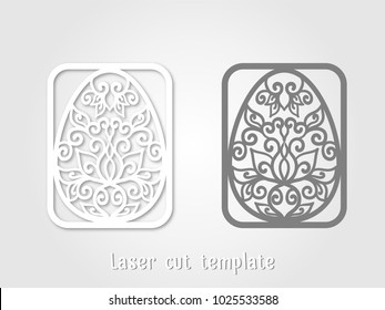 Easter templates for laser cutting. Openwork Easter card with egg.