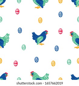 EASTER TEXTILE Holiday Chicken Bird Seamless Pattern Vector