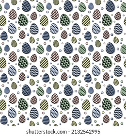 Easter texture with bunnies and colourful eggs. Vector