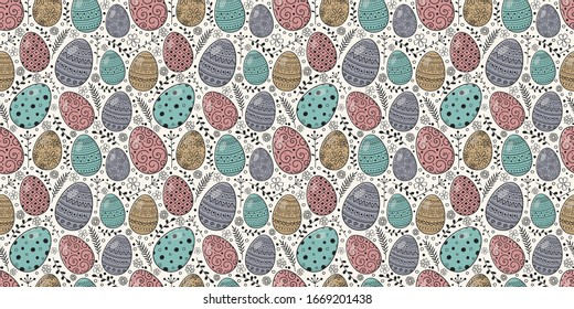 Osterstruktur mit süßen bunten Eiern. Vektorillustration