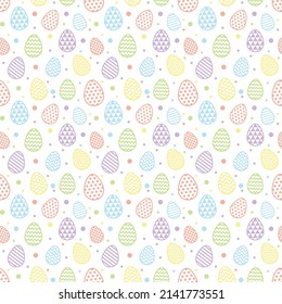 Easter texture with decorative eggs. Seamless pattern. Vector
