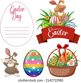 Easter theme with bunny and egg illustration