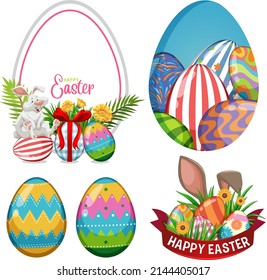 Easter theme with bunny and egg illustration