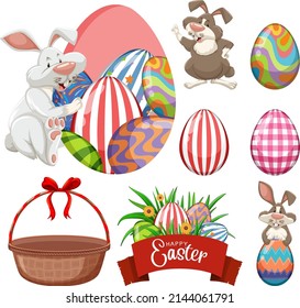 Easter theme with bunny and eggs illustration