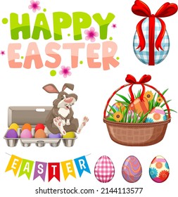 Easter theme with bunny and eggs illustration