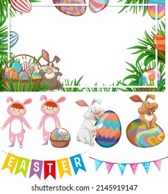 Easter theme with bunny and eggs illustration
