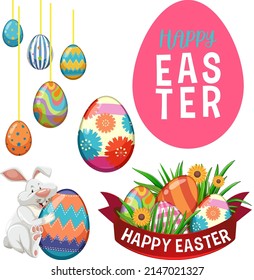 Easter theme with bunny and eggs illustration