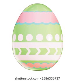 Easter Theme Cute Easter Eggs  Deco on White background , 3D Rendering , Vector Illustration