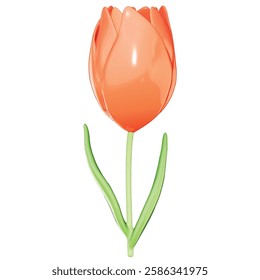 Easter Theme Cute Flowers Deco on White background , 3D Rendering , Vector Illustration