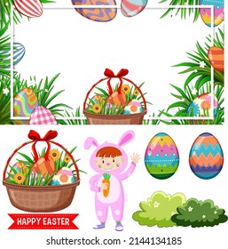 Easter theme with eggs and bunny illustration