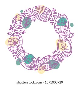 Easter Theme Eggs and Floral Wreath
