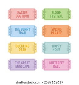 Easter theme retro vintage admission ticket vector set