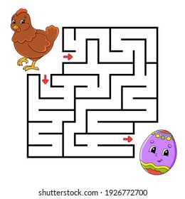 Easter theme. Square maze. Game for kids. Puzzle for children. Labyrinth conundrum. Color vector illustration. Isolated vector illustration. Cartoon character.