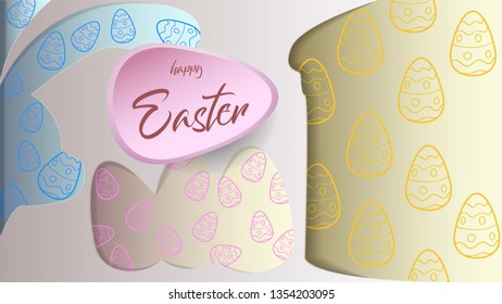 Easter theme .Textured vector illustration with imitation paper application . The illustration is suitable as a festive background or background for a greeting card.