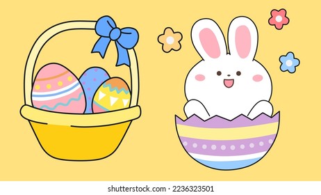 Easter theme vector illustration on yellow background suitable for Easter celebration, template, holiday, symbol