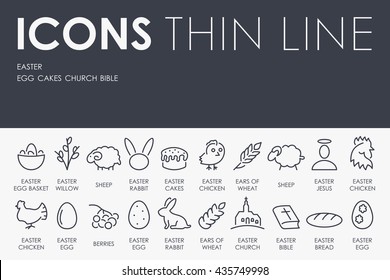 Easter Thin Line Icons