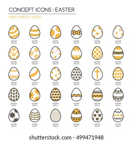 Easter , thin line icons set , Pixel Perfect Icons