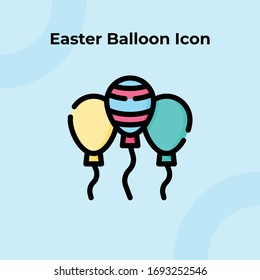 Easter Three Balloon Icon with Filled outline style, Easter Theme, Vector Editable