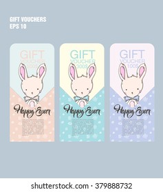 Easter three banners. Cute Bunny with Easter eggs. Spring sale banners or billboards for greeting card, promotion, poster, blog, article, social media, marketing