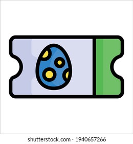 Easter ticket flat line icon 