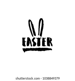 easter title hand drawn with bunny ears