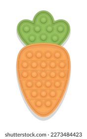 Easter toy carrot. Pop it fidget. Trendy sensory toy for children and adults. Anti stress game. Vector illustration in 3D style. Isolated on white background.