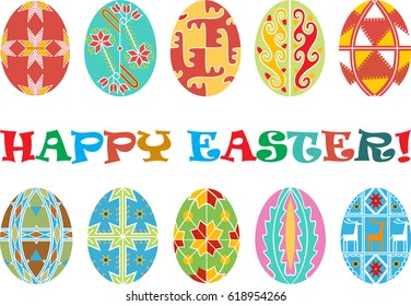 Easter traditional eggs vector icons flat style