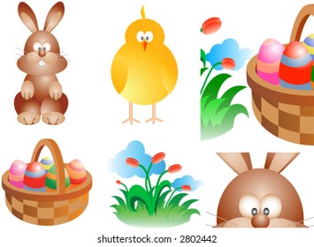 Easter traditional symbols set