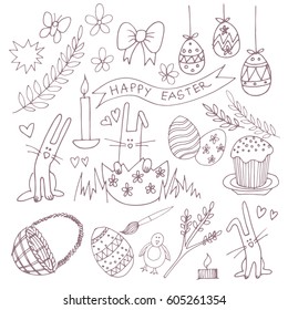 Easter traditional symbols vector set
