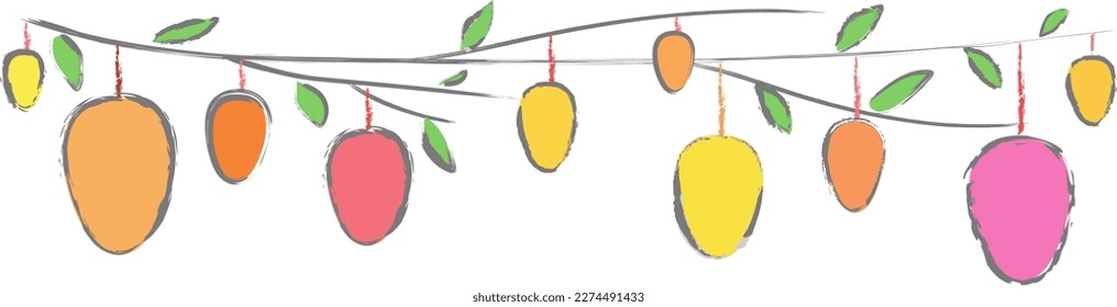 Easter tree branch banner in bright colors