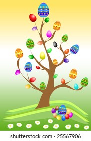 Easter tree with colorful eggs