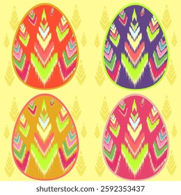 Easter Tree colorful seamless pattern flat style for kids and family happy time