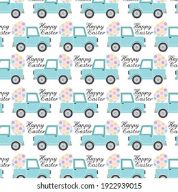 Easter truck and eggs pattern for easter gift wrap