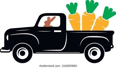 Easter Truck Isolated Vector File with carrot