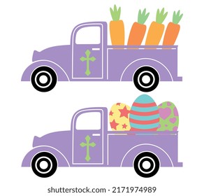 Easter truck vector. Cute easter designs.